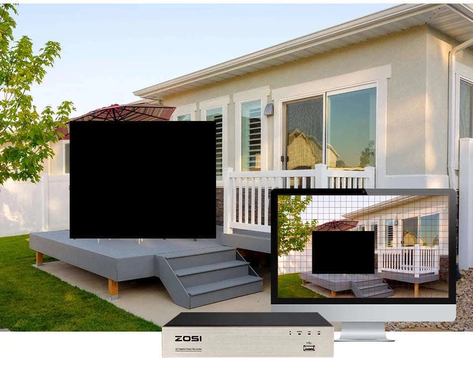 ZOSI 8CH 1080P Wired Security Camera System with 8 Dome Cameras-Black / None / Poland