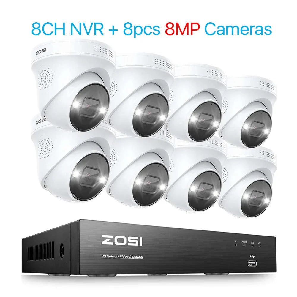 ZOSI 8CH 4K PoE Security Camera System with AI Detection-4PCS 8MP Cameras / Poland / None