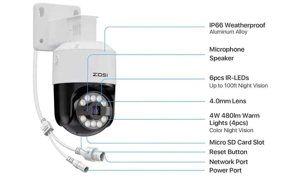 ZOSI 8MP PoE Outdoor Security Camera with AI Detection-5MP / Poland