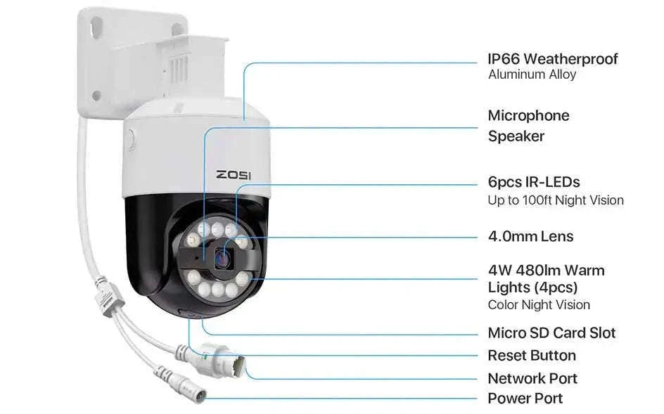 ZOSI 8MP PoE Outdoor Security Camera with AI Detection-5MP / Poland