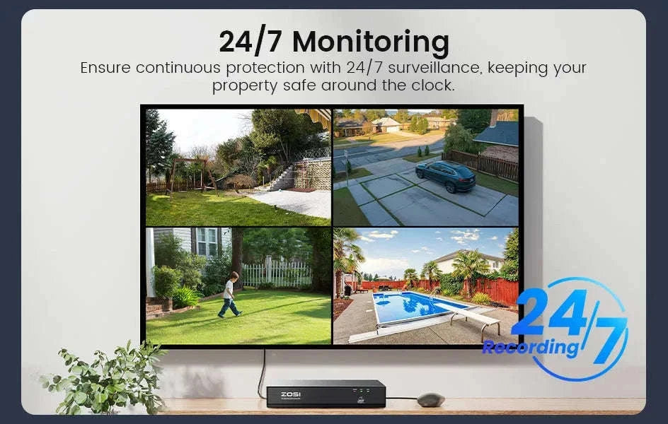 ZOSI 8MP PoE Security Camera System with AI Detection-2PCS 5MP Cameras / Australia / None