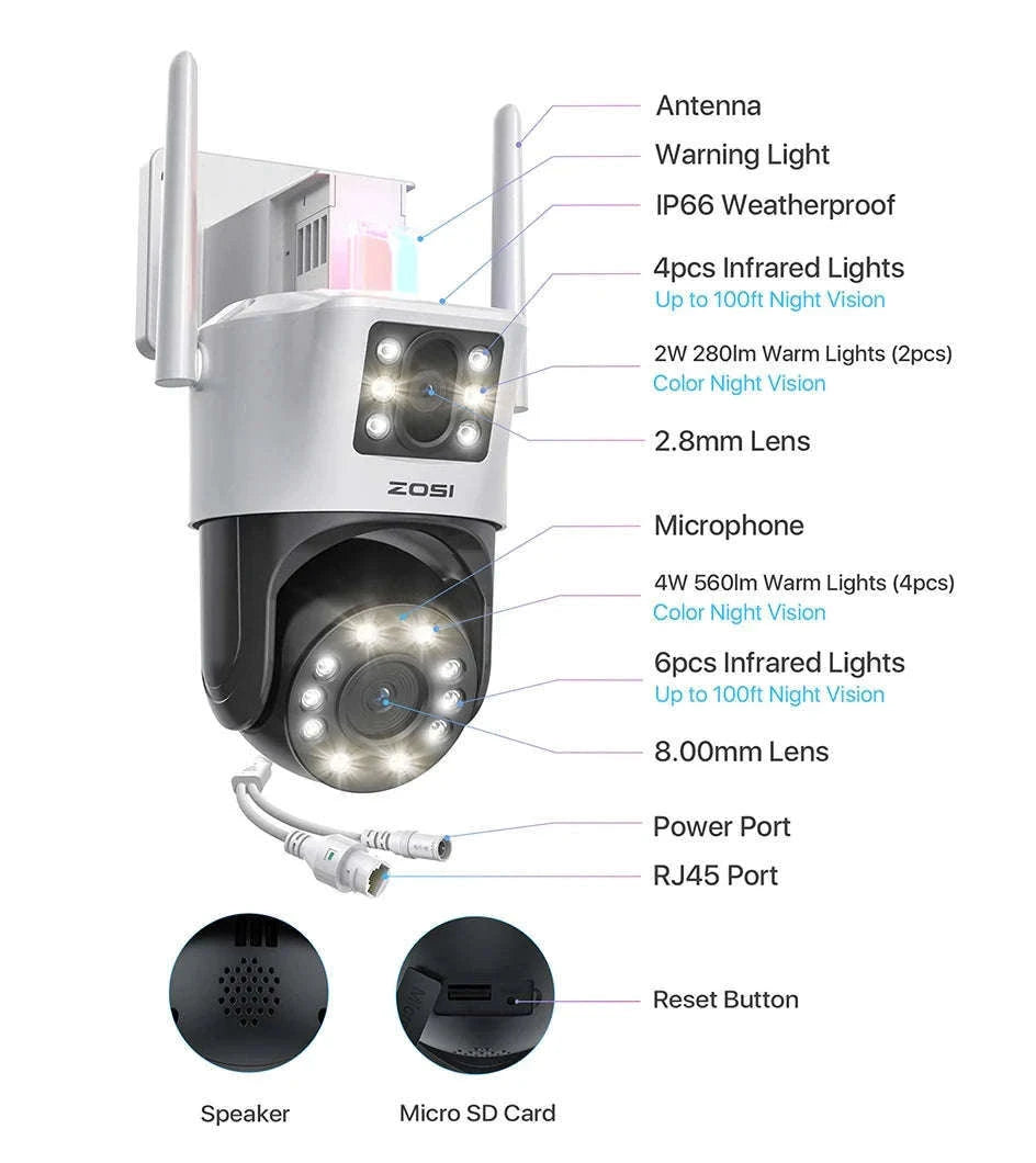 ZOSI C298 Max 4K 8MP Dual-Lens PTZ Security Camera-C298 Max(2 PACK) / Poland