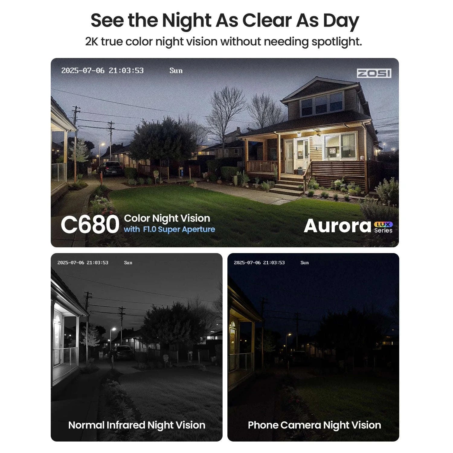 ZOSI C680 2K Window Security Camera with Full-Color Night Vision-C680-1PACK / Poland