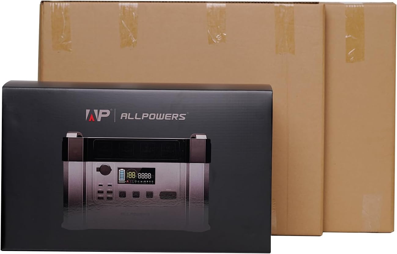 ALLPOWERS Portable Power Station 2000W (4000W Surge) AC Sockets 1500Wh Battery MPPT Solar Generator Mobile Power Storage for Motorhome Camping DIY Emergency Power Generator RV Home Emergency