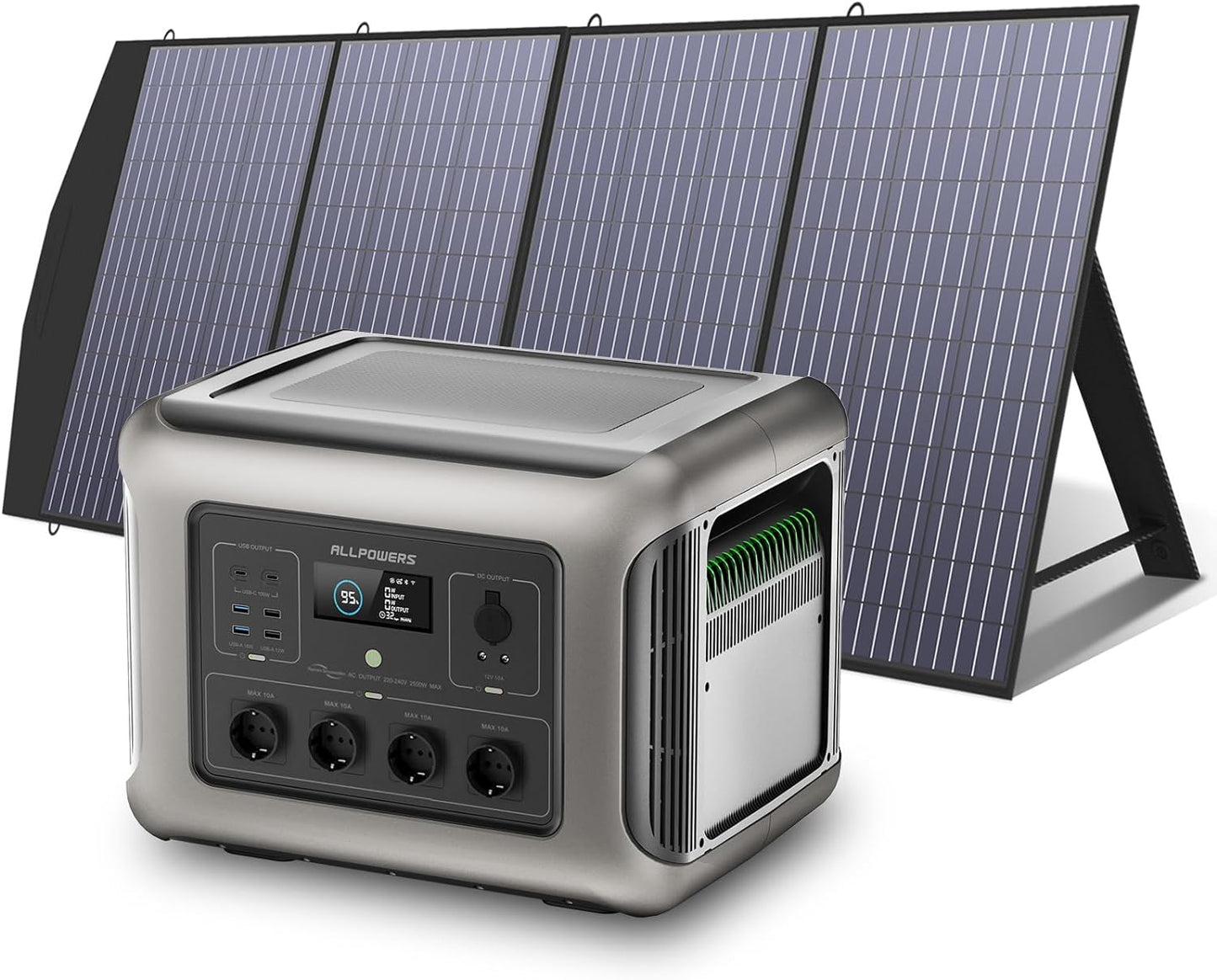 Prenosna elektrarna ALLPOWERS R2500, 2016 Wh LiFePO4 baterija s 3500+ cikli, 1000 W solarno polnjenje, 2500 W AC izhodni solarni generator, mobilni zasilni napajalnik za vrtno potovanje, kampiranje, avtodom