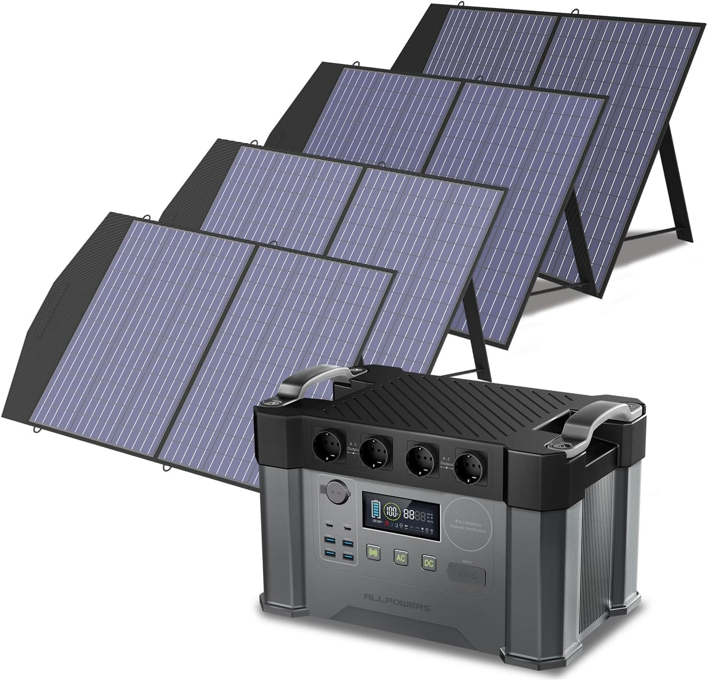 Prenosna elektrarna ALLPOWERS 2000 W (napetost 4000 W) AC vtičnice 1500 Wh baterija MPPT solarni generator Mobilna shramba energije za kampiranje v avtodomu DIY generator zasilnega napajanja RV Home Emergency