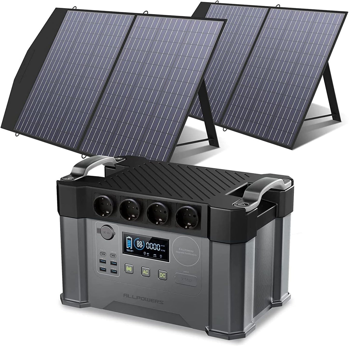 Prenosna elektrarna ALLPOWERS 2000 W (napetost 4000 W) AC vtičnice 1500 Wh baterija MPPT solarni generator Mobilna shramba energije za kampiranje v avtodomu DIY generator zasilnega napajanja RV Home Emergency