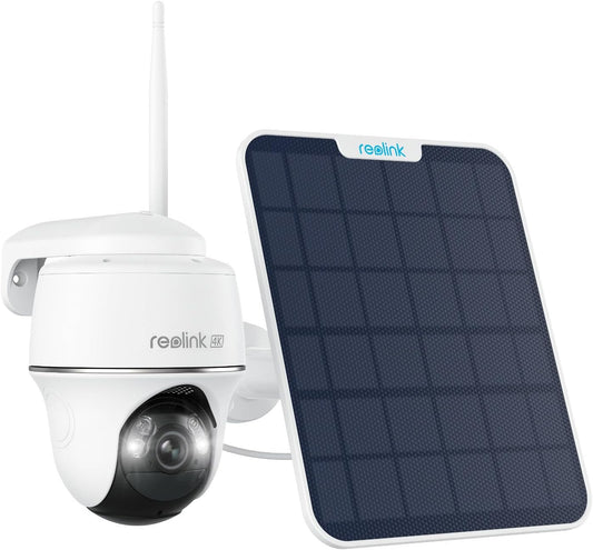 Reolink 4K PT Solar-Überwachungskamera, kein Hub erforderlich, 2,4/5 GHz WLAN, funktioniert mit Amazon Alexa, drahtlose Überwachungskamera für den Außenbereich, Farbnachtsicht, Heimüberwachungskamera, Argus PT Ultra+Solarpanel