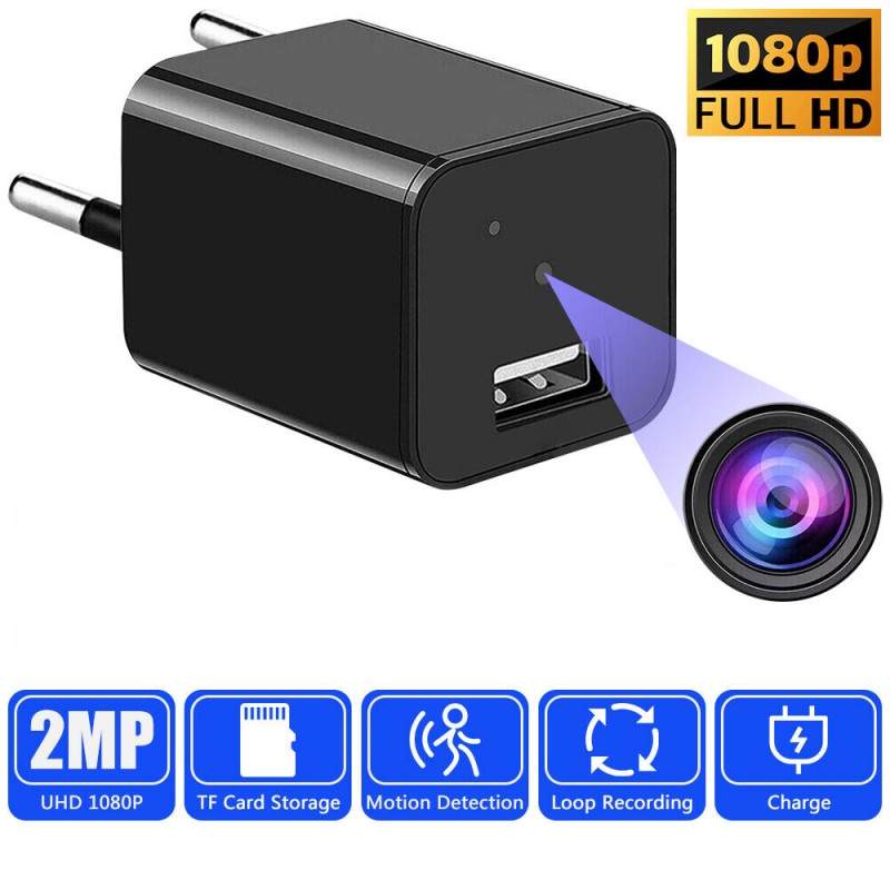 Spy HD 1080p Camera in USB Charger - Continuous Surveillance, Motion Detection